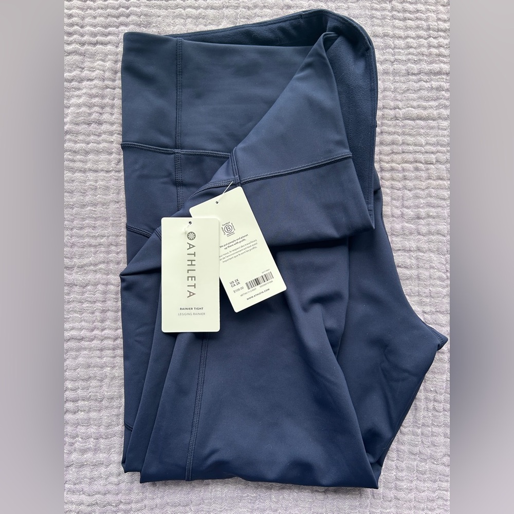 NWT Athleta Rainer High Rise Leggings, Dress Blue, Size 2x